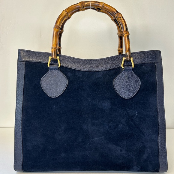 Gucci Handbags - Vintage Gucci Diana bag bamboo handle navy blue leather and suede